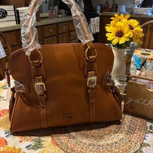 NWT Dooney & Bourke Florentine Domed Buckle Satchel-Color is Natural